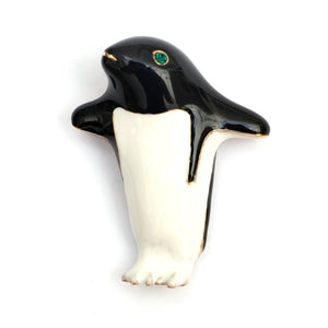 1970s Ciner Enamelled Penguin Brooch
