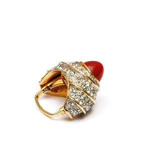 1960s Vendôme Red and Diamanté Ring