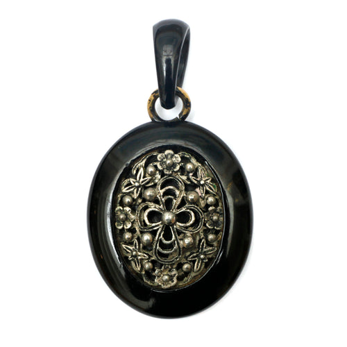 Victorian Whitby Jet with Silver Pendant