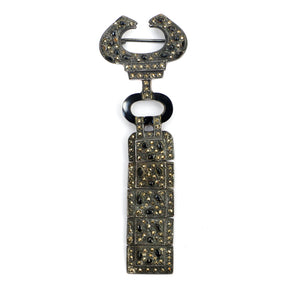 1930s Silver Dangly Brooch with Marcasite
