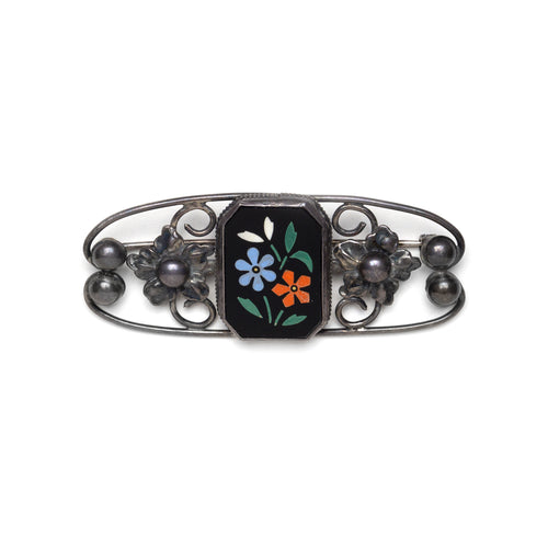 1940s Sterling Brooch with Mosaic