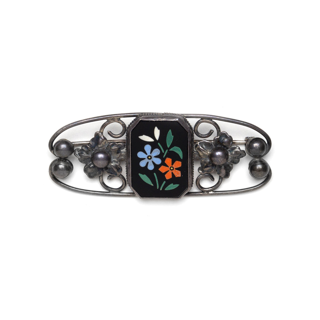 1940s Sterling Brooch with Mosaic
