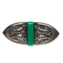 Load image into Gallery viewer, 1940s Sterling Brooch w Green Bar