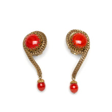 Load image into Gallery viewer, 1950s Miriam Haskell Red Dangly Earrings