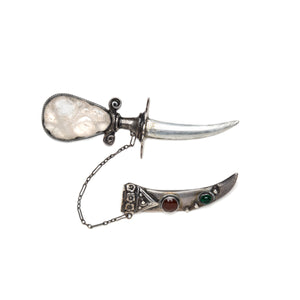1940s Sterling Silver Knife and Scabbard Brooch