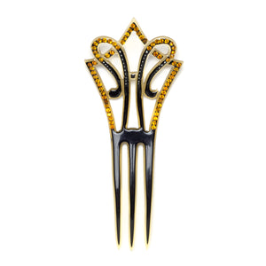 Whimsical Hair Comb with Topaz Rhinestones