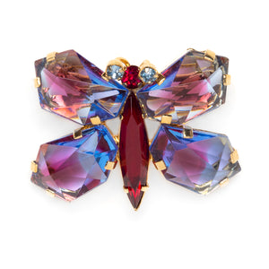 1950s Austrian Blue and Pink Butterfly Brooch