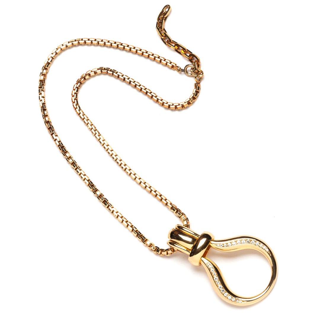 1970s Dior Gold Loop Pendant Necklace