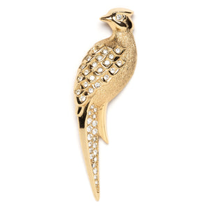 1990s Dior Gold and Diamanté Bird Brooch