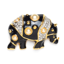 Load image into Gallery viewer, KJL Pearl and Black Rhino Pin