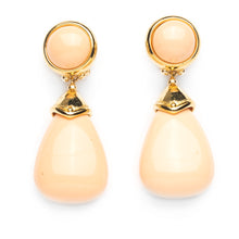 Load image into Gallery viewer, Peach and Gold Dangly Earrings