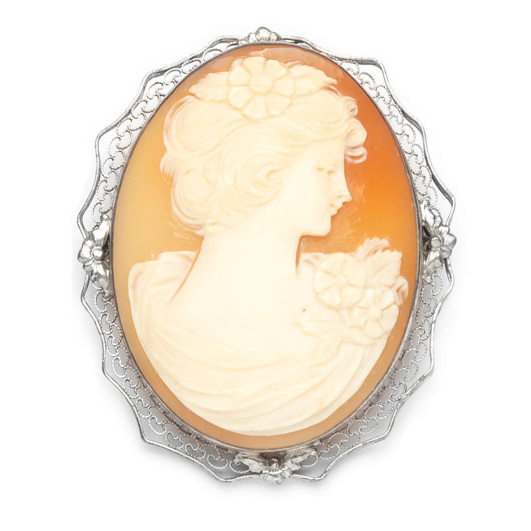 Cameo and Silver Brooch