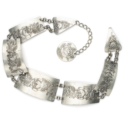 Arts and Crafts Rose Etched Belt