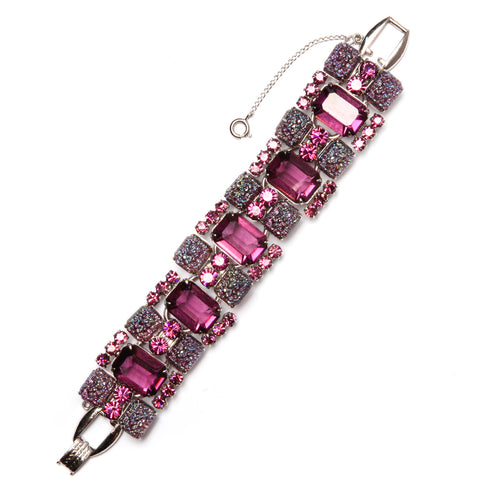 Juliana Purple Fancy Stone Rectangular Link Bracelet