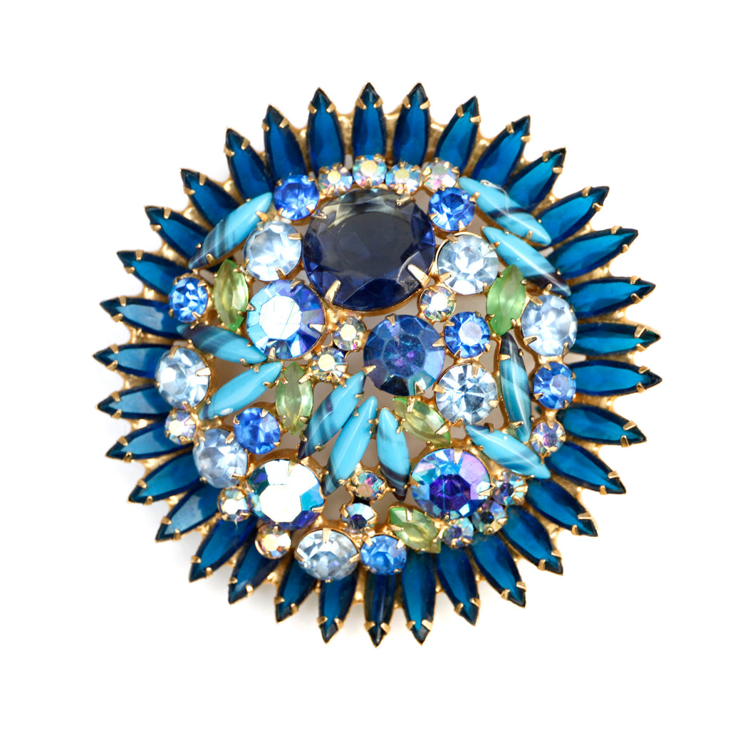 Juliana Multi Shape Sparkly Blue Brooch