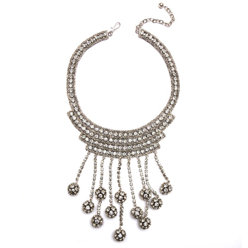 1950s Diamanté Tassel and Ball Necklace