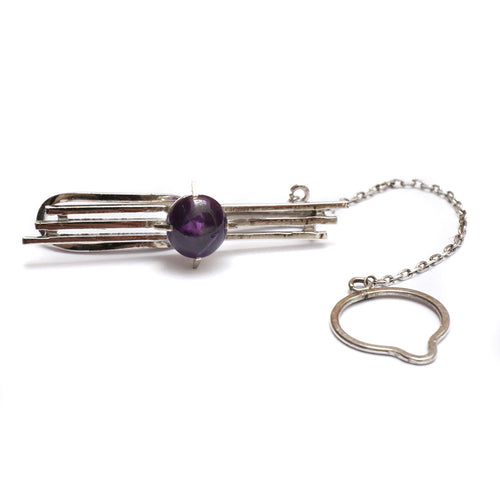 1950s Purple Cabochon Tie Clip