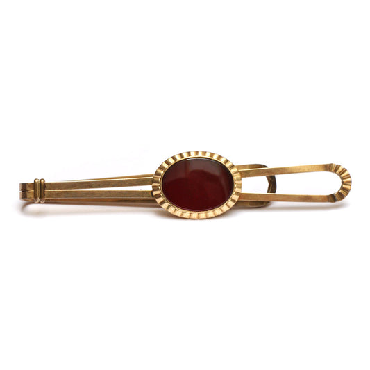 1950s Anson Burgundy Glass Stone Tie Clip