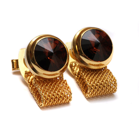 1960s Domed Amber Stone Cufflinks