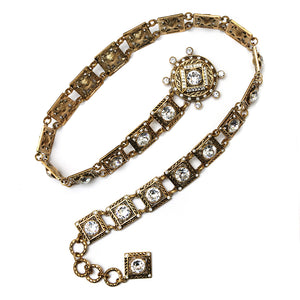 1980s Dior Gold Diamanté Square Link Belt