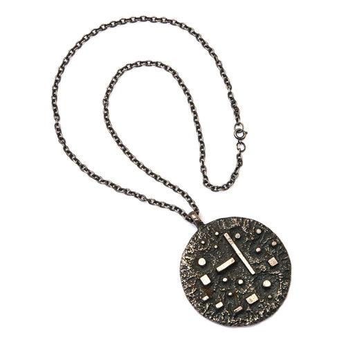 1960s Larin Silver Circular Pendant Necklace