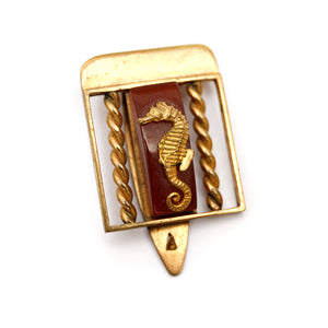 1940s Bakelite Seahorse and Brass Clip