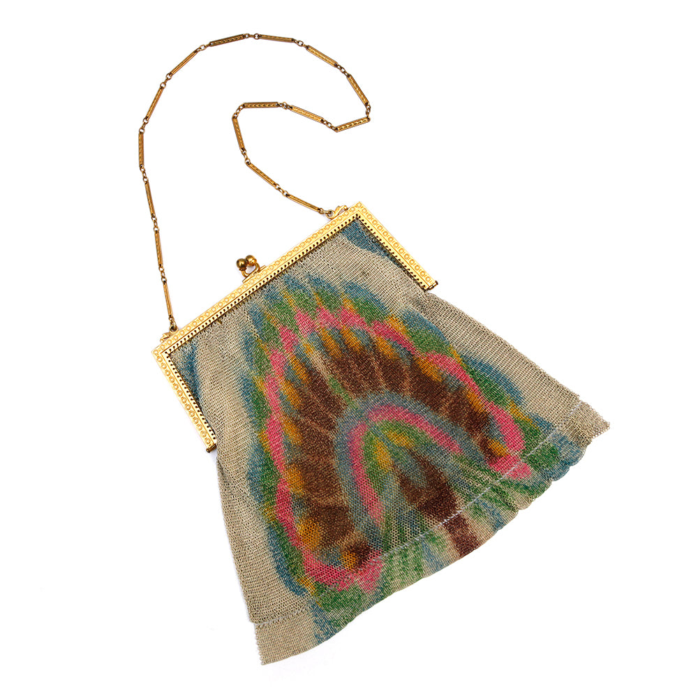 1930s Mesh Tie Dye Purse