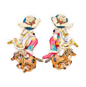 1980s Lunch at the Ritz Western Charm Earrings