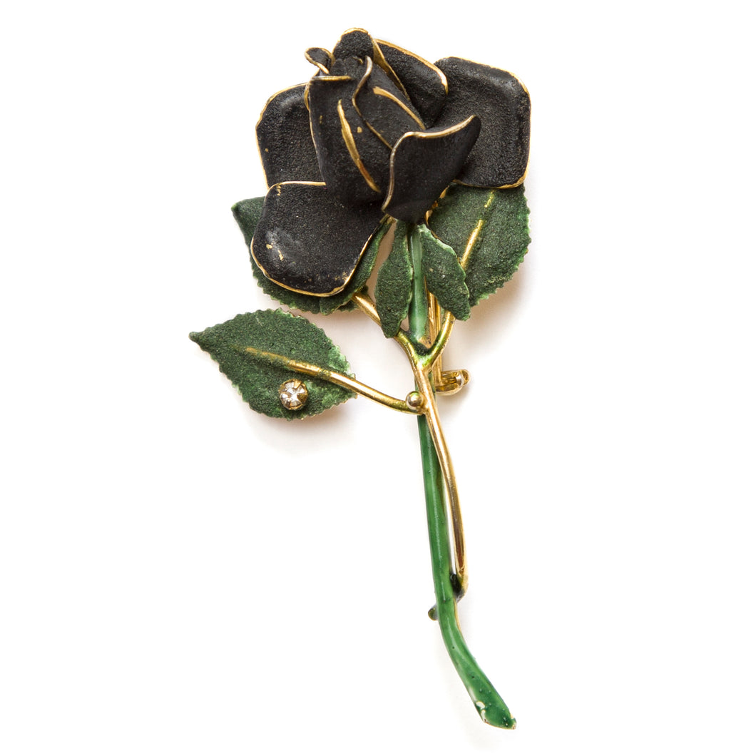Sandor Black Flower Brooch