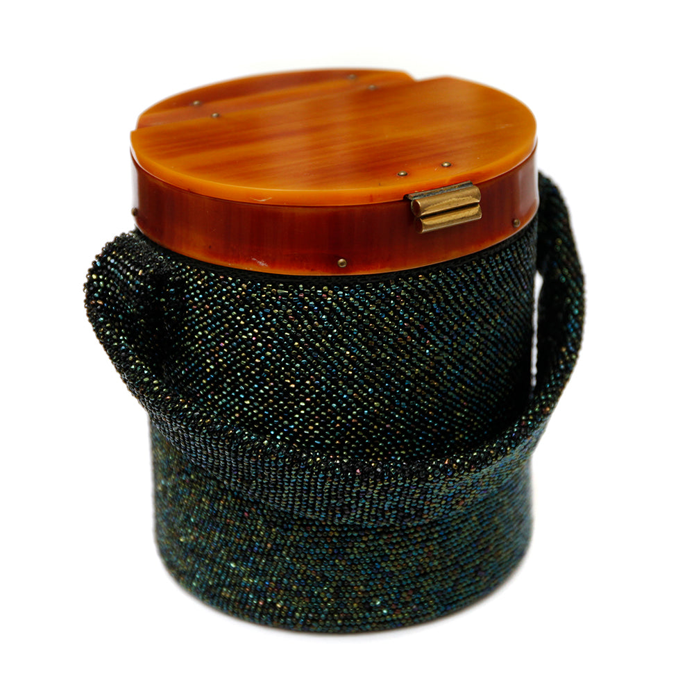 1950s Round Beaded Purse