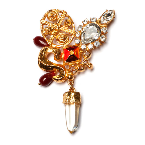 Small Christian Lacroix Dangly Crystal Brooch
