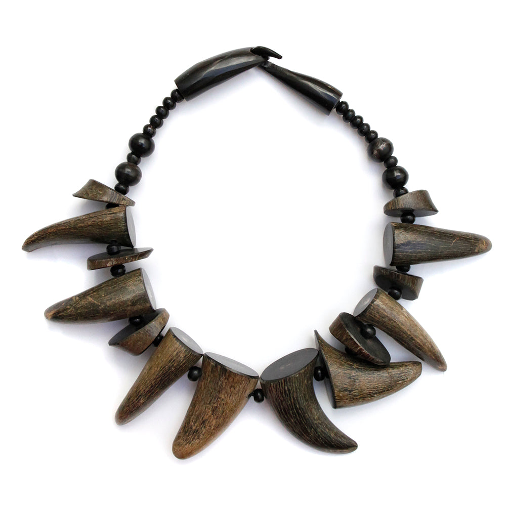 1980s Wood Tooth Necklace
