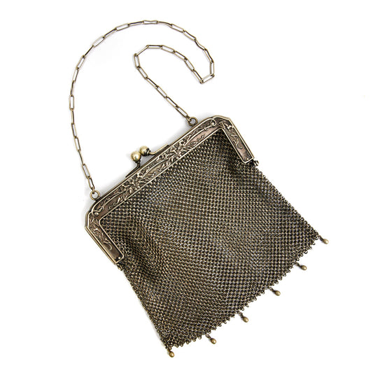 1930s JS Sterling Silver Chain Handbag