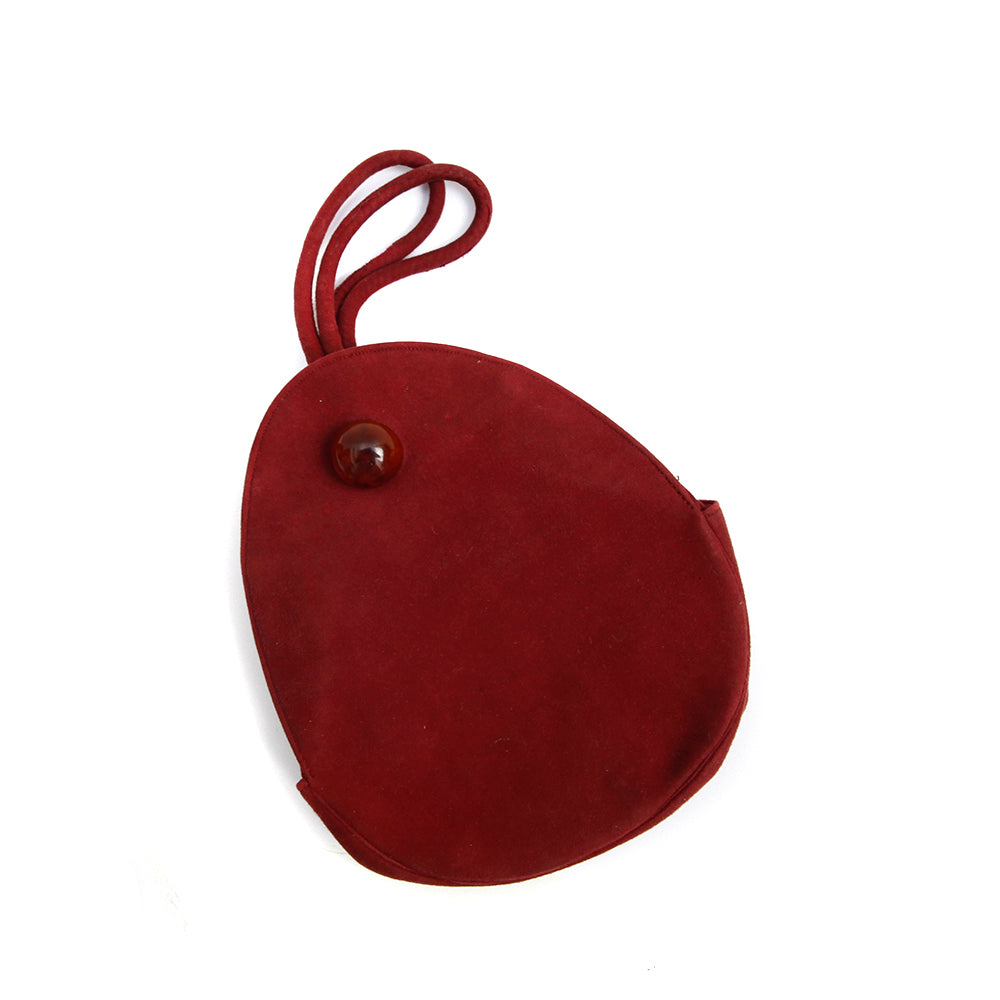 1940s Deco Red Doe Skin Handbag