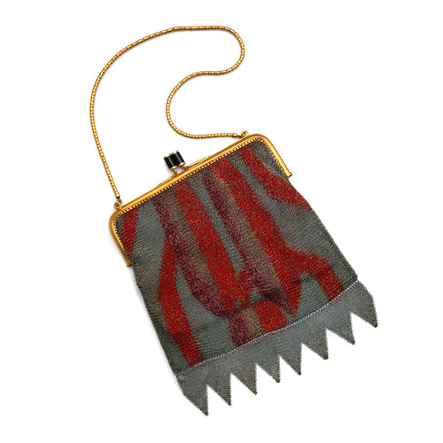 Deco Red and Grey Mesh Purse