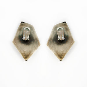1980s Silver and Black Geometric Earrings