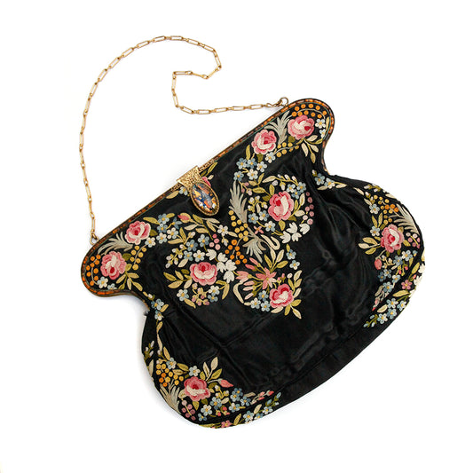 1920s French Embroidered Handbag