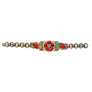 1940s Trifari Enamel Floral Bracelet