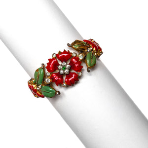 1940s Trifari Enamel Floral Bracelet