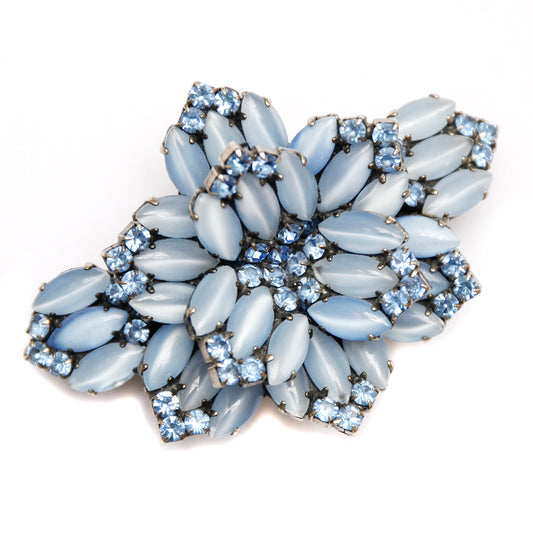 1960s French Satin Blue Hair Clip
