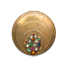 Load image into Gallery viewer, 1950s Volupté Gold Jewel Encrusted Compact