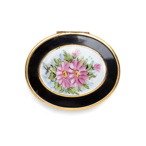 1950s Bliss Floral and Black Oval Compact