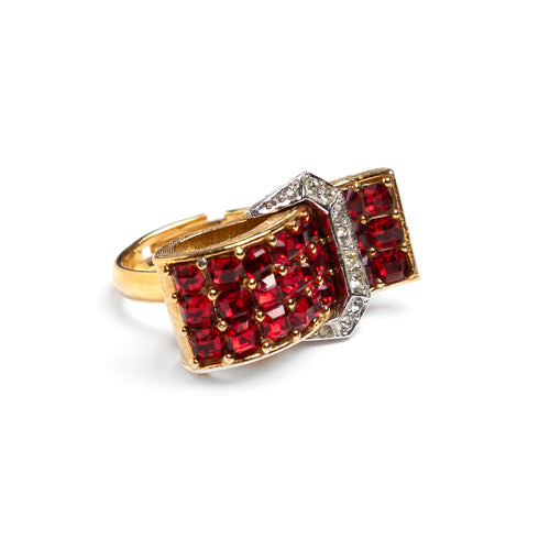 Boucher Red and Silver Buckle Ring