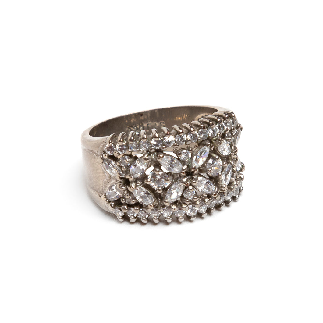 1950s Sterling Ring with Diamanté Band
