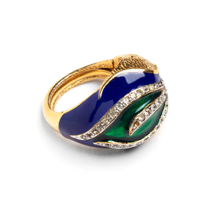 1970s Panetta Green and Blue Design Ring