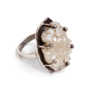 Sterling and Large Quartz Ring