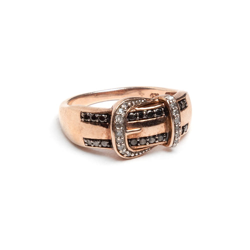 Buckle with Black and Clear Stones Ring