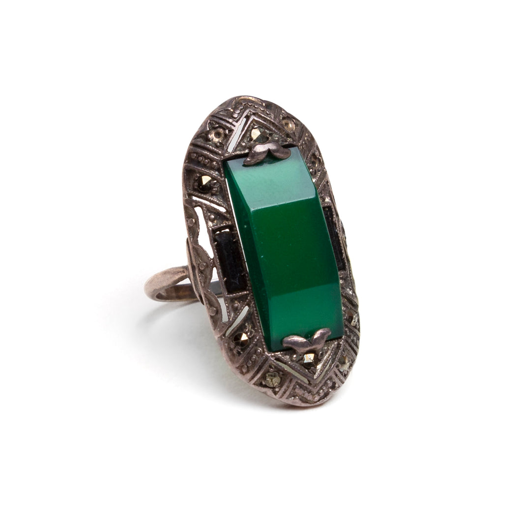Victorian Ring with Green Stone