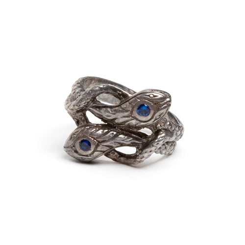 1940s Sterling Entwined Serpents Ring