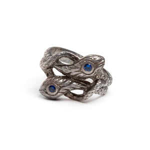 1940s Sterling Entwined Serpents Ring